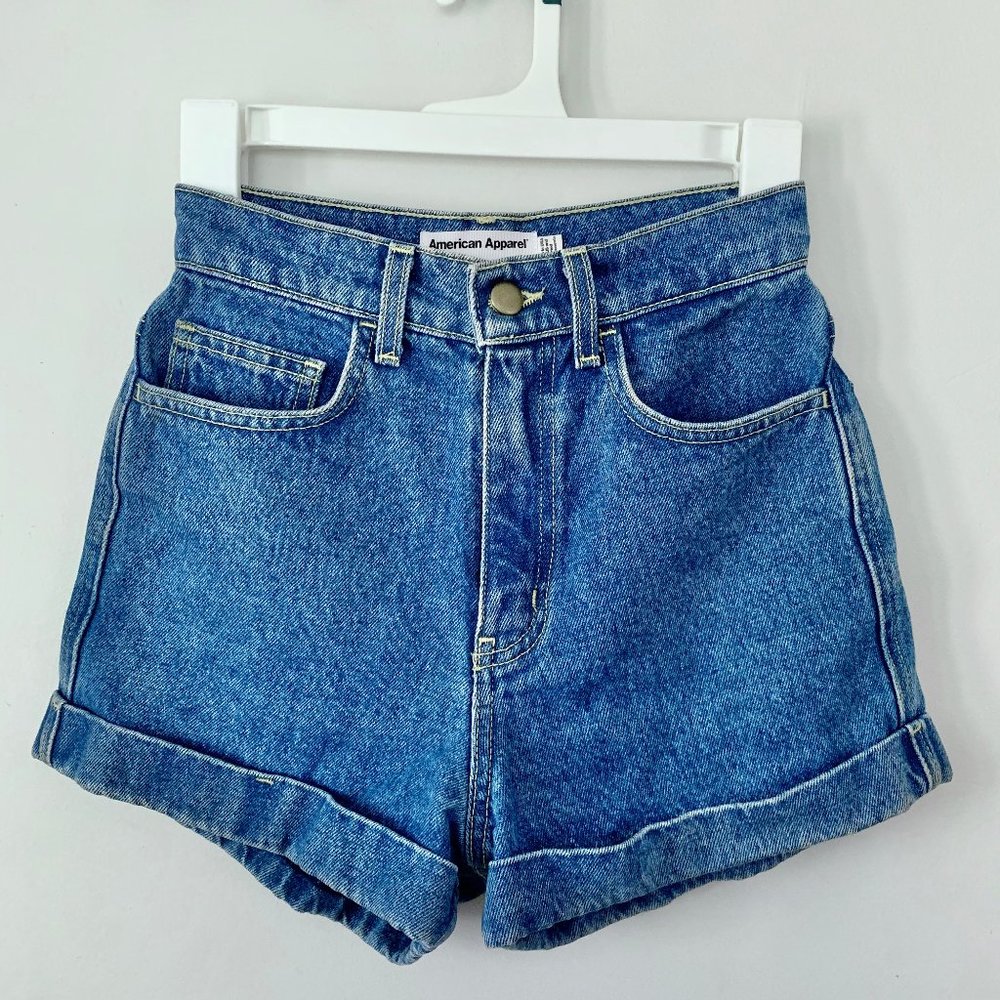 Cuffed High-Waisted Denim Shorts